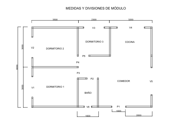 Plano del módulo habitacional Letard